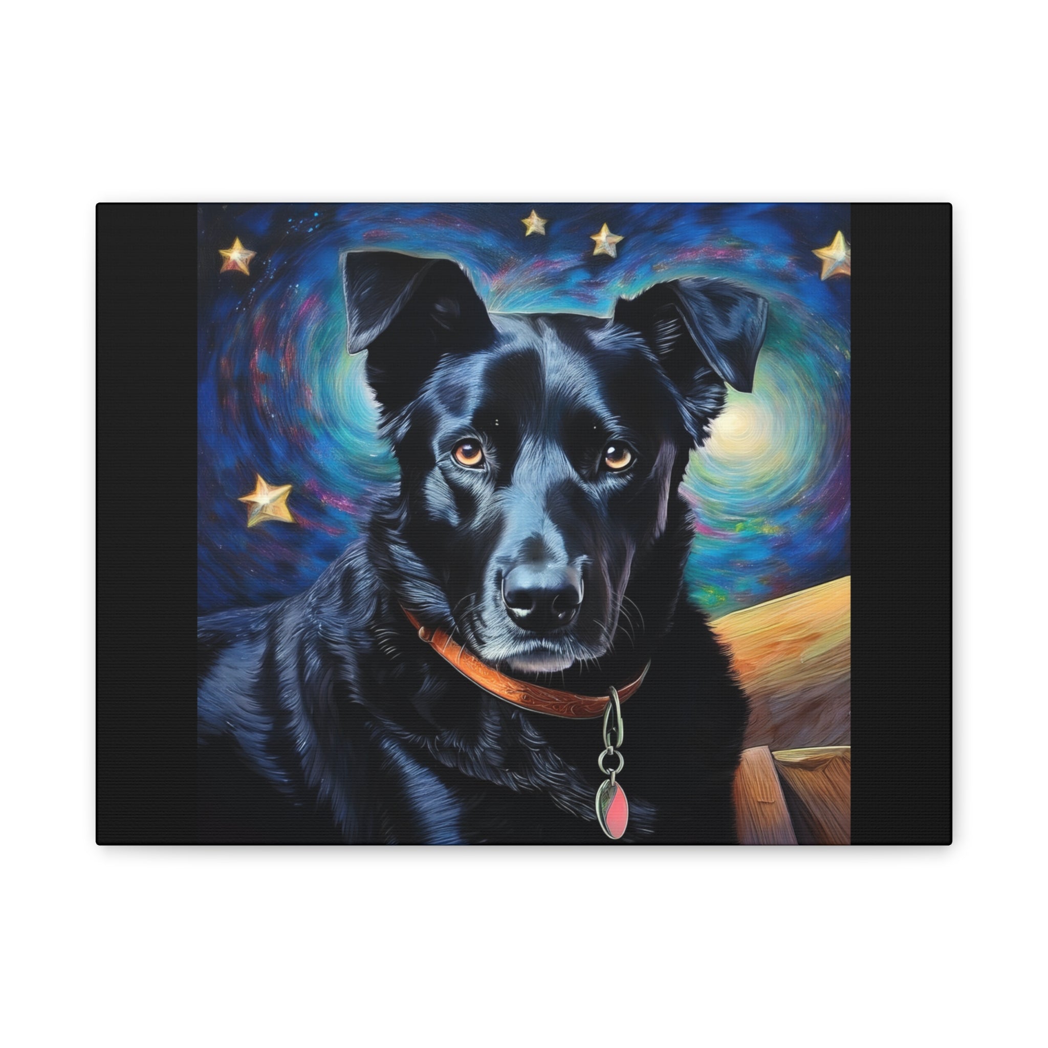 Black Shepherd Lab Stary Night Cavas Painting