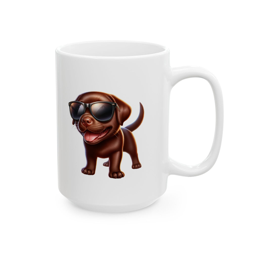 Chocolate Lab w/ sunglasses Ceramic Mug, (11oz, 15oz)