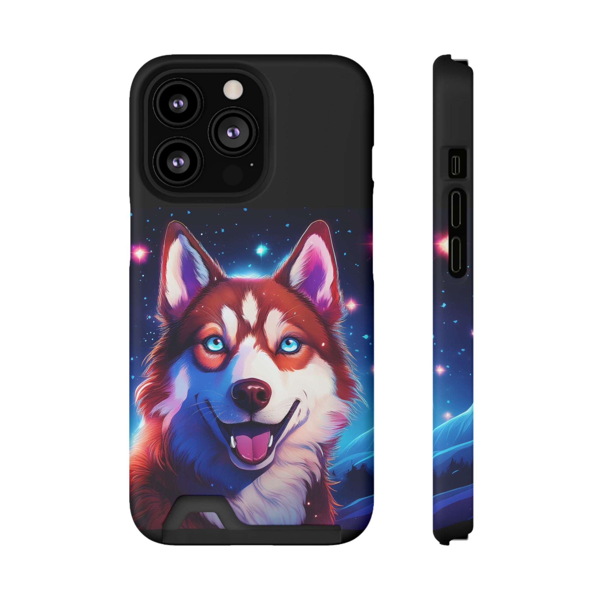Eskimo Husky Stary Night Phone Case with Card Holder