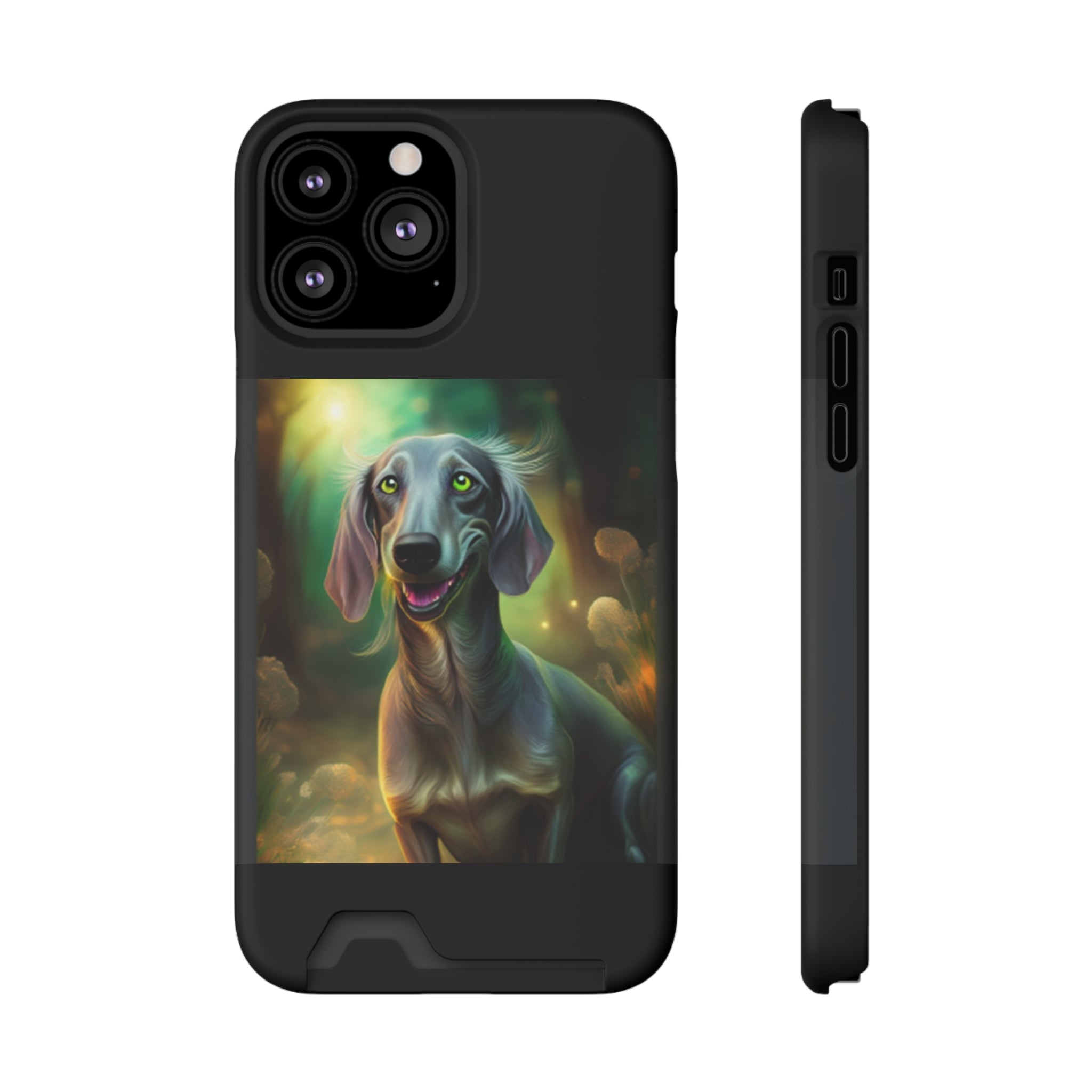 Dachshund Silver Grey Phone Case with Card Holder