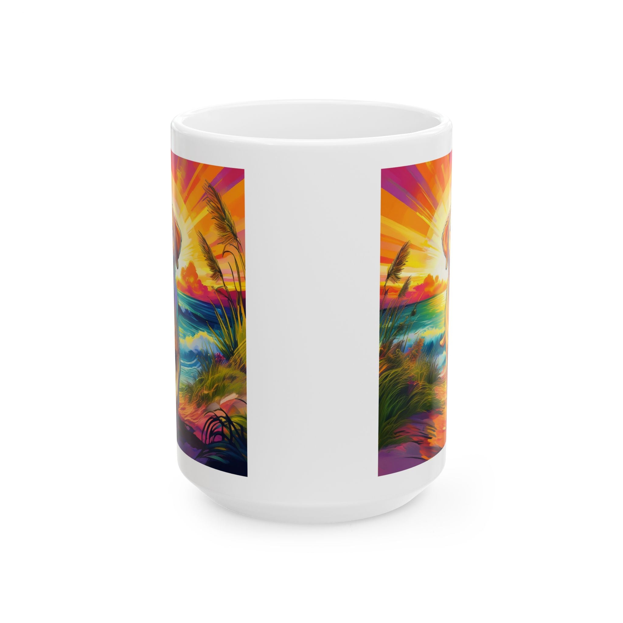 Yellow Lab Sunset Beach Ceramic Mug, (11oz, 15oz)