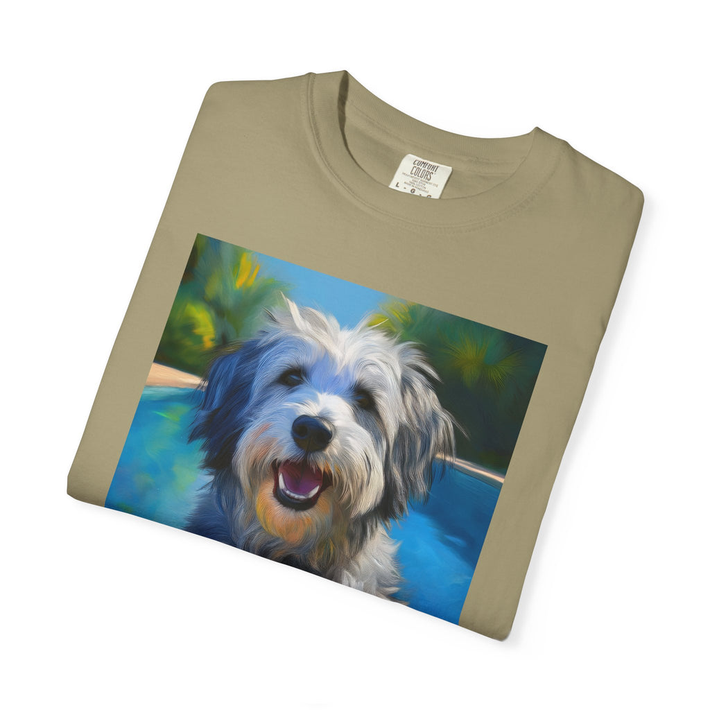 Grey Shaggy Dog Poolside Unisex Garment-Dyed T-shirt