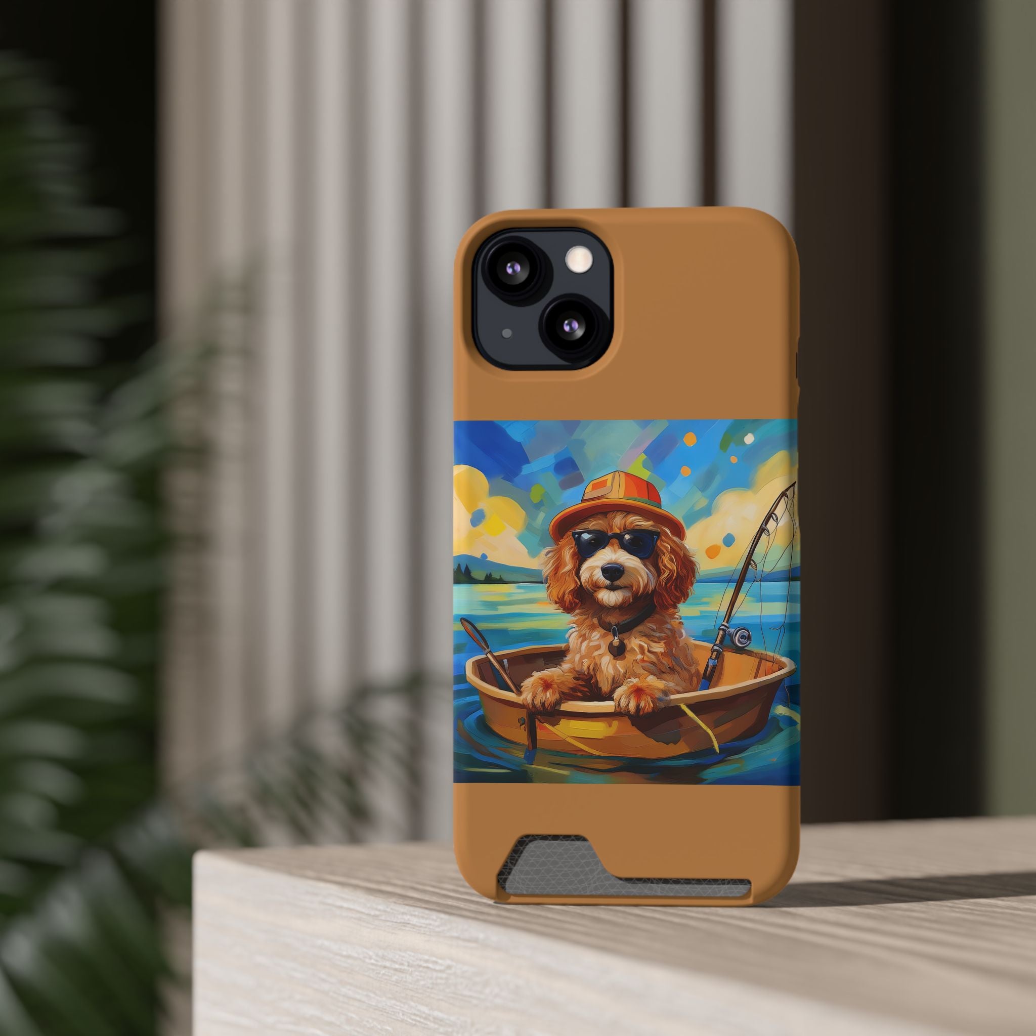 Doodle Fishing Phone Case with Card Holder