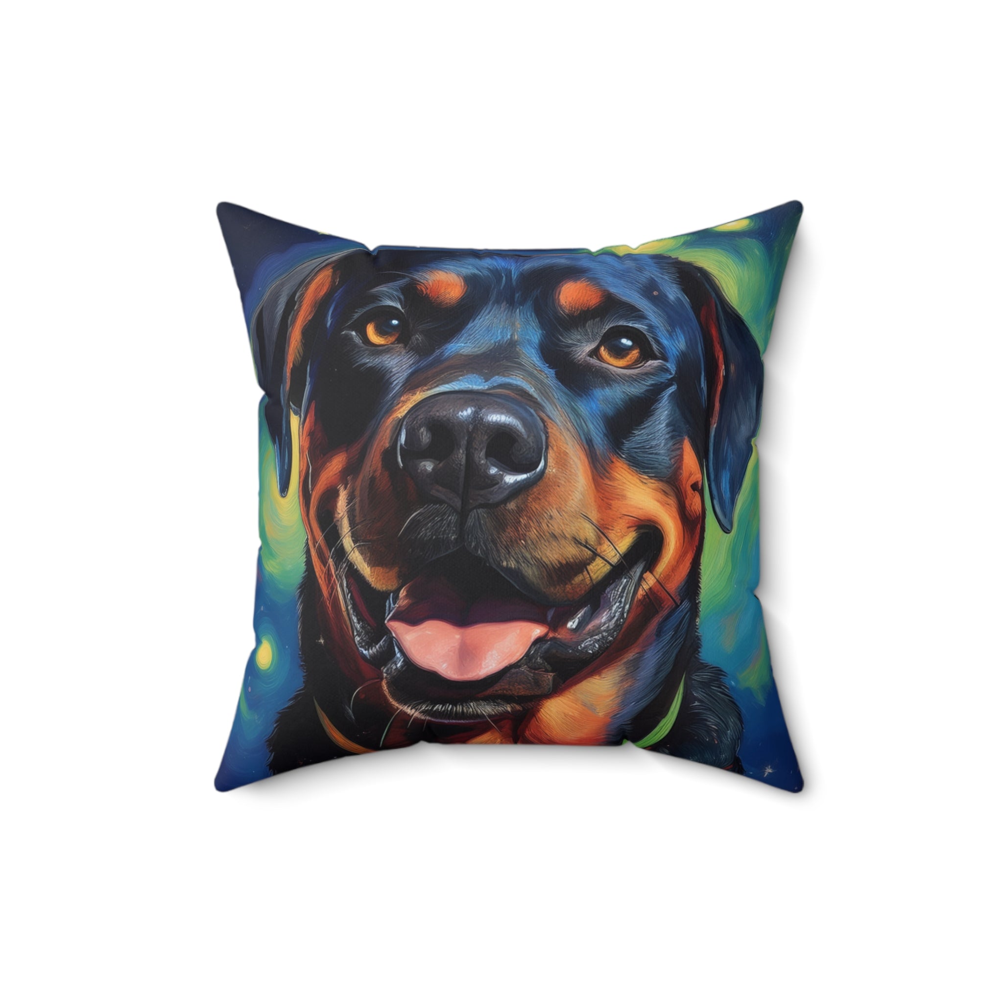 Rottweiler Stary Night Polyester Square Pillow